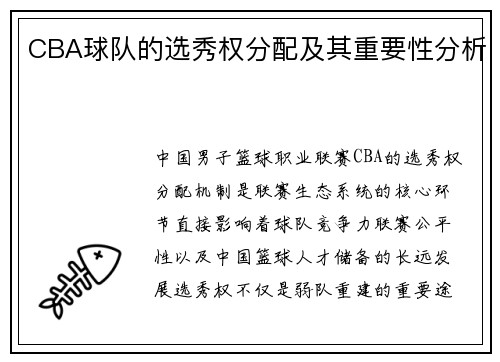 CBA球队的选秀权分配及其重要性分析